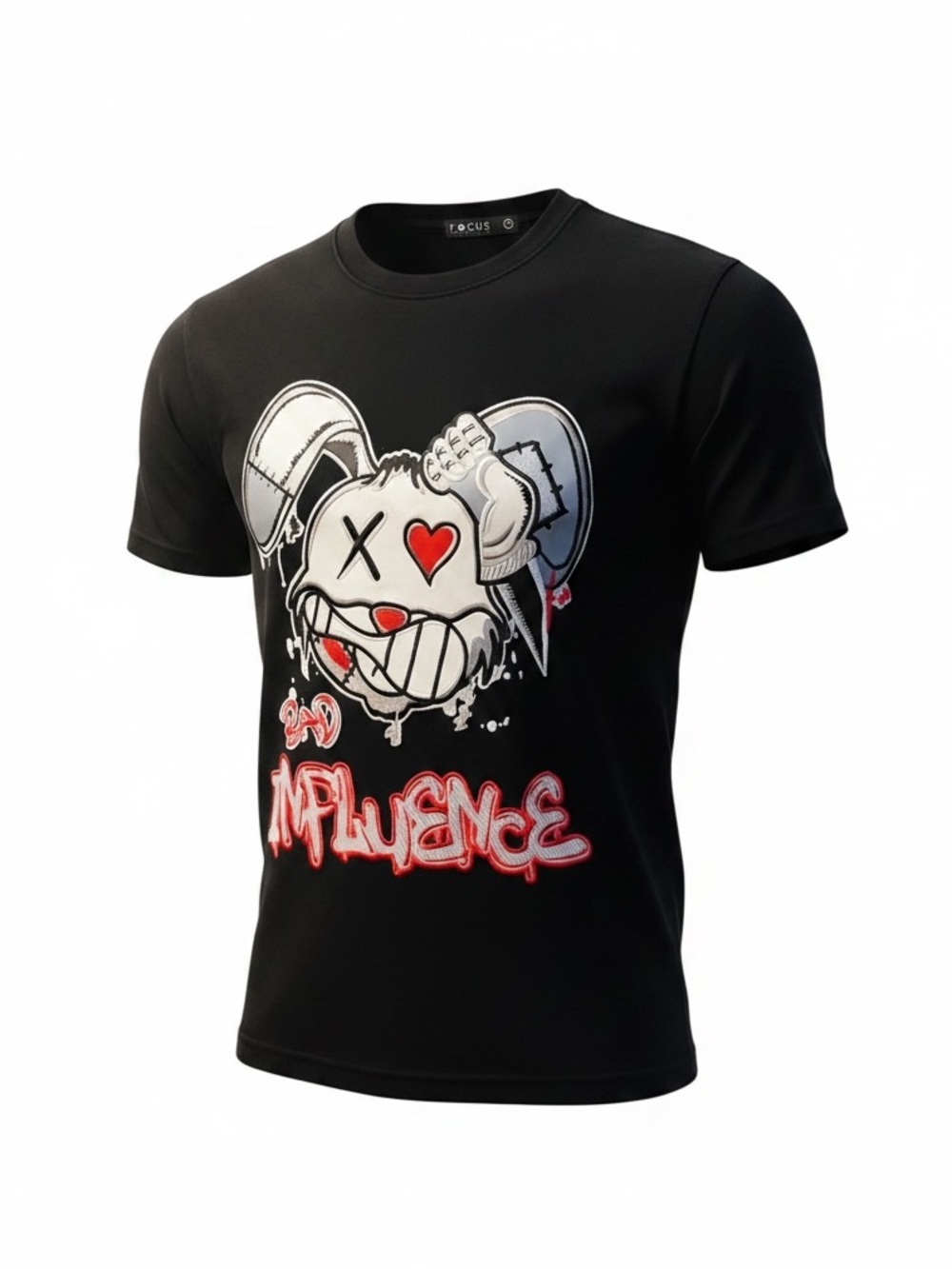 Focus NWT Black Graphic Tee - Bad Influence Bunny Print